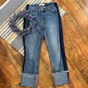 MNG straight two tone light dark wash denim jeans C5-9